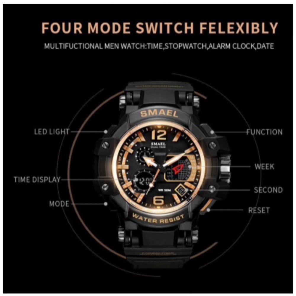 Mens Multifunctional Waterproof Sports Watch